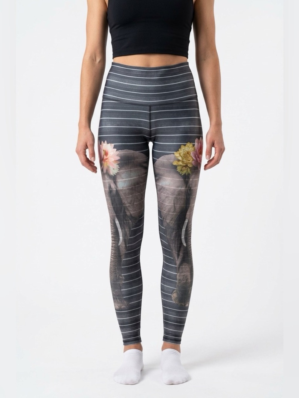 Teeki Elephant Print Yoga Leggings Small Recycled PET Festival Athletic Pants